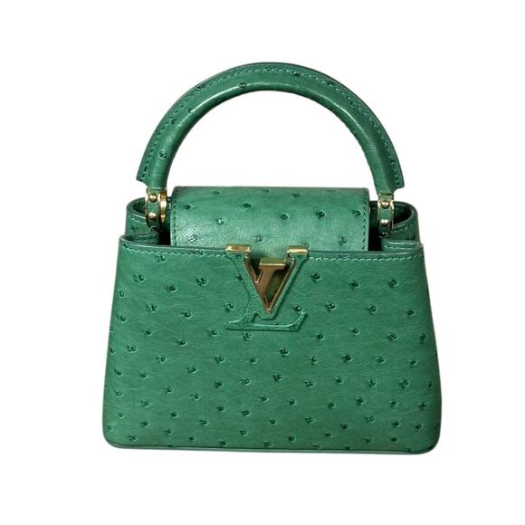 Louis Vuitton Ostrich Mini Capucines Green Bag EUC Excellent - Picture 2 of 8